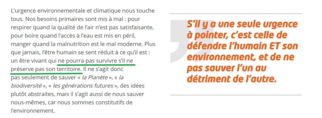 On ne peut pas survivre si on ne préserve pas le territoire