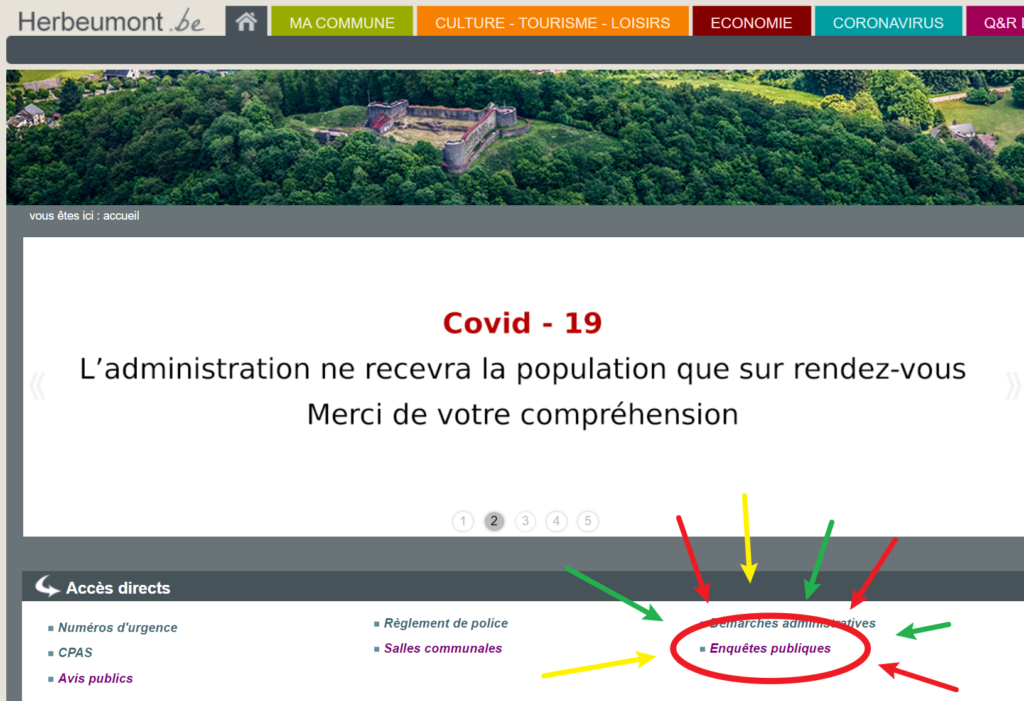 Onglet "Enquêtes publiques"